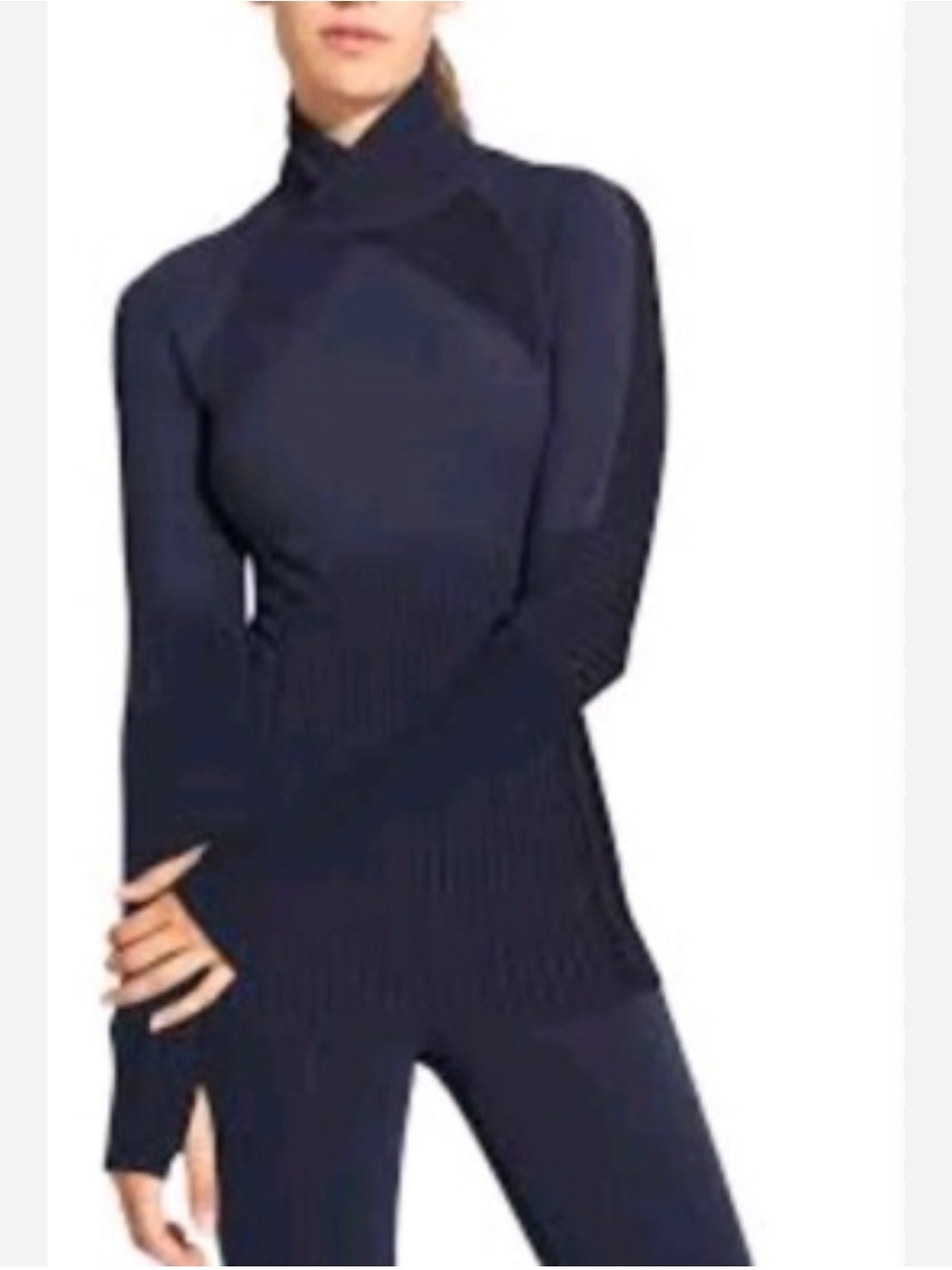 Athleta Navy Ribbed Athleta Remarkable Turtleneck